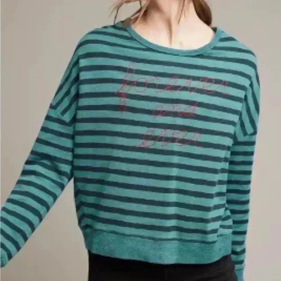 Sundry Forever Striped Cross Back Sweatshirt Size Medium - Picture 1 of 6